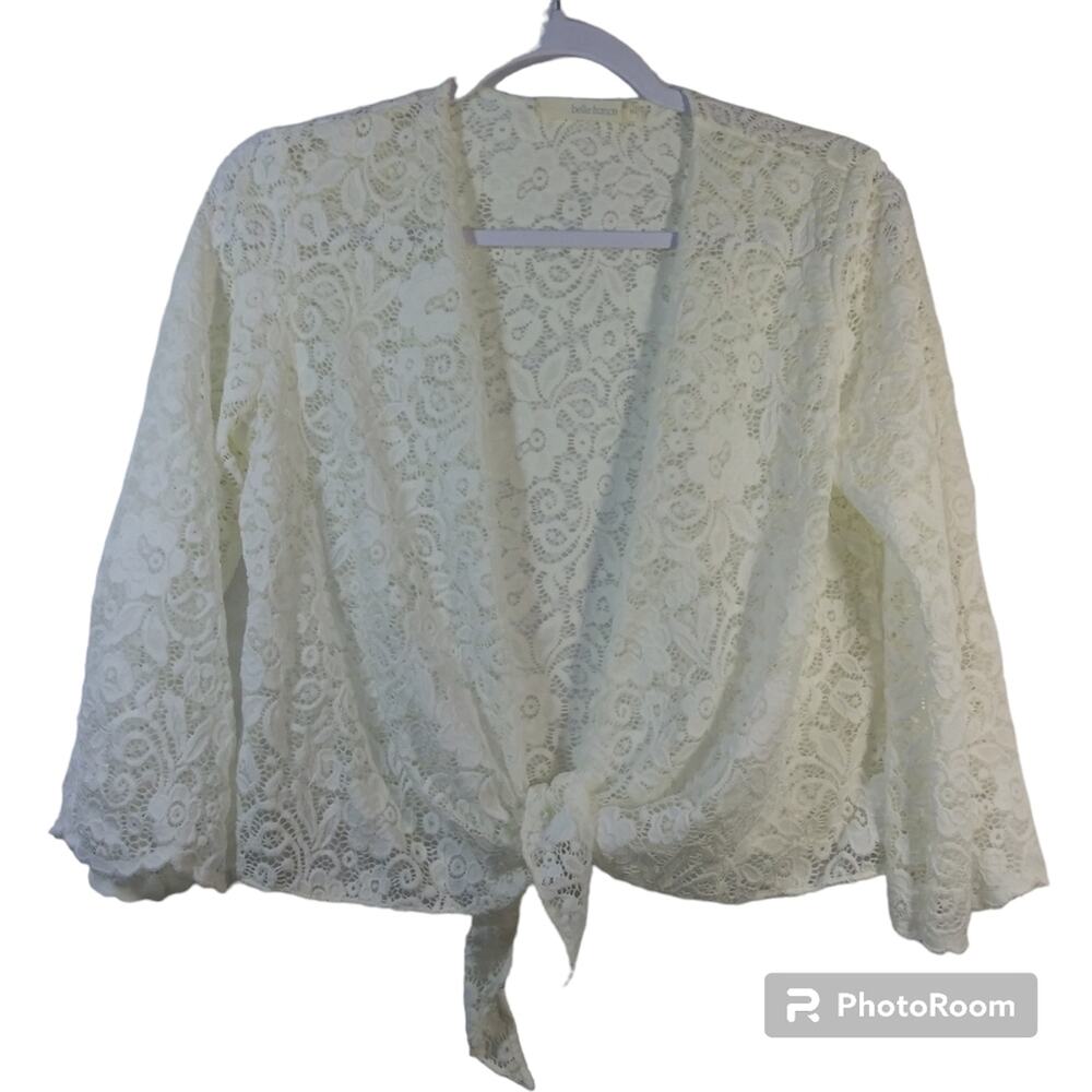 Belle France White Lace Cottagecore Romantic Topper Size M